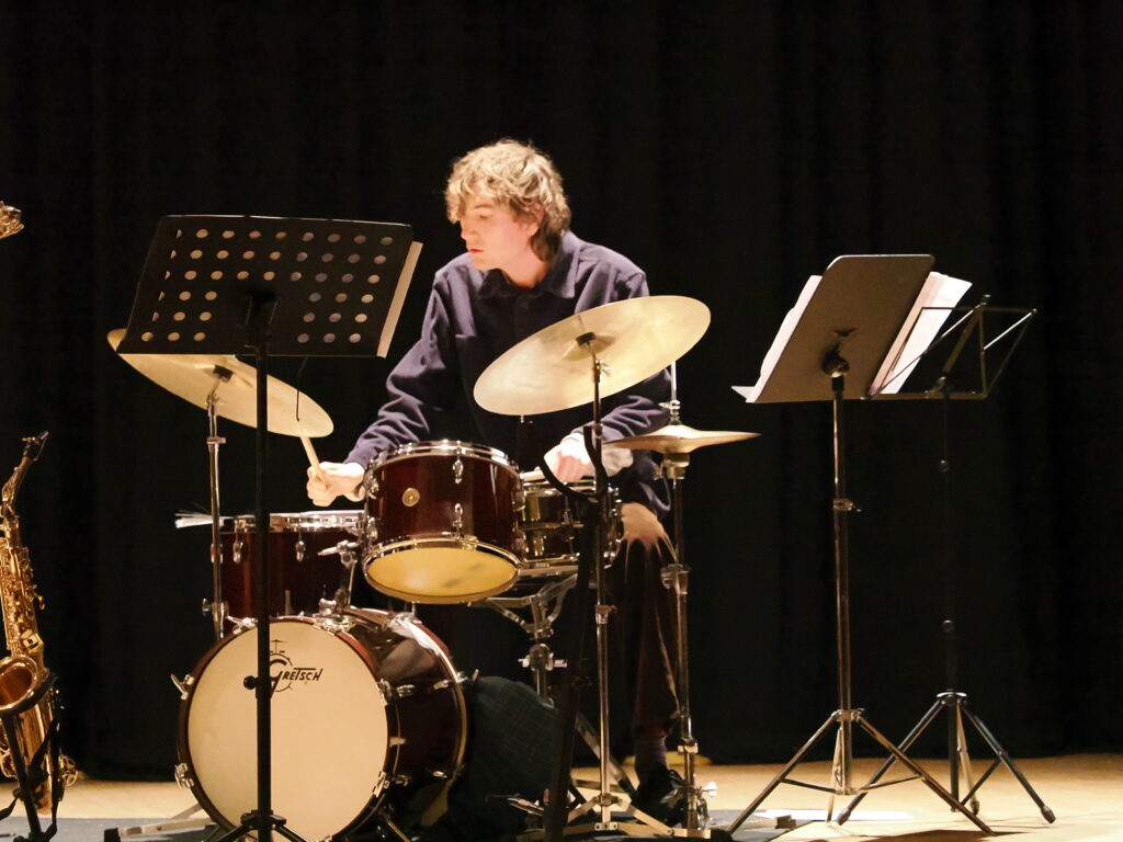 Oscar at the drum kit